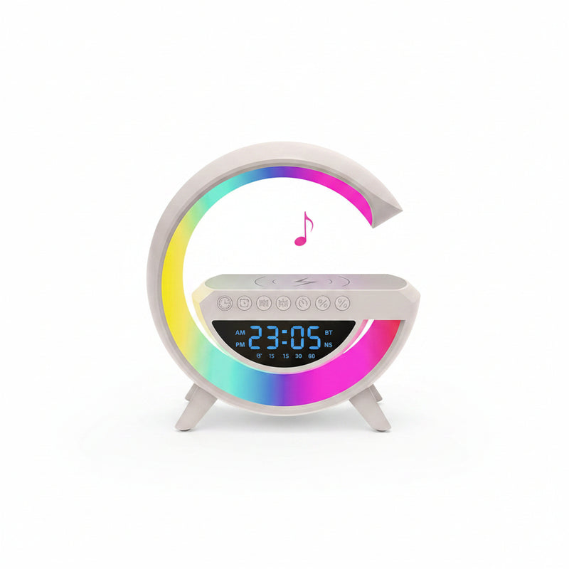 Smart G-Shape RGB LED Atmosphere Lamp | Bluetooth Speaker & 15W Fast Wireless Charger